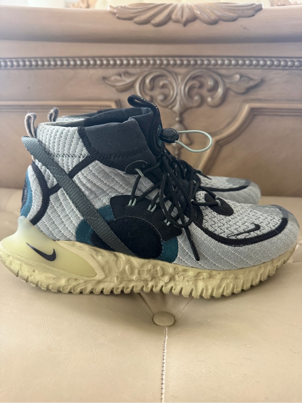 Nike Gray, Black and Blue High-Top Sneakers